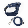 No-Pull Dog Harness and Leash Set in navy blue with reflective stitching